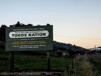 Tuhoe Nation Boundary Sign, Matahi Valley Road,  Te Urewera, New Zealand.